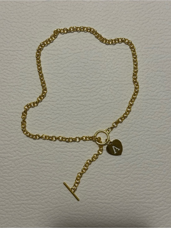 Jewelry - Gold Heart Toggle Necklace with Initial Charm